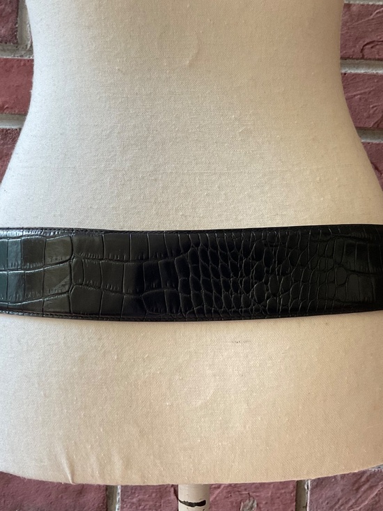 Vintage Lauren Ralph Lauren Wide Black Croc-Embossed Italian Leather Belt Size L main image 7